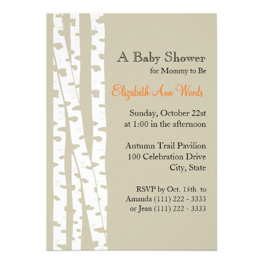 White Birch Tree/ Baby Shower Custom Invites