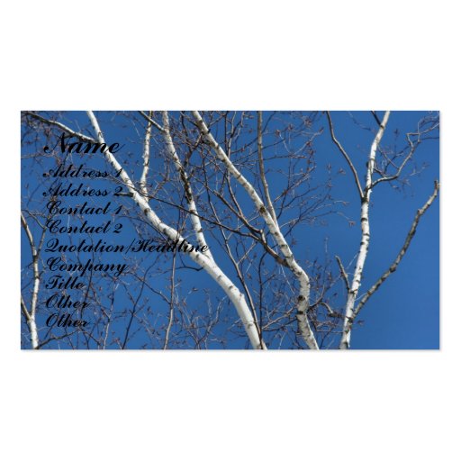 White Birch Tree Blue Sky Nature Business Card (front side)