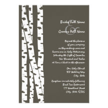 White Birch Tree/ Dark Brown Personalized Invitations