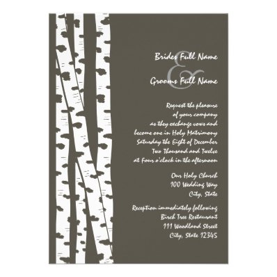 White Birch Tree/ Dark Brown Personalized Invitations