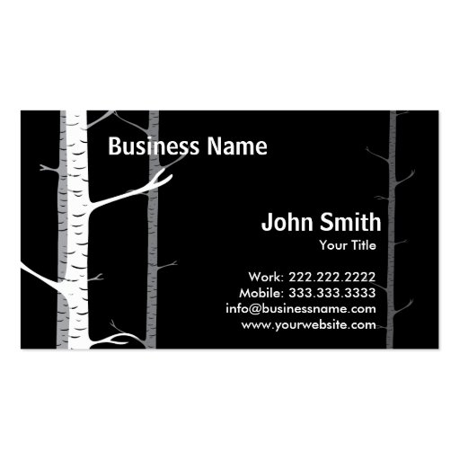 White Birch Trees Forest Dark business card (front side)