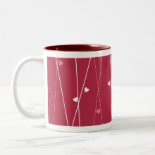 White Bird in Red Forest of Hearts Mug - Put your feet up and relax with your favorite drink in this simply adorable mug!