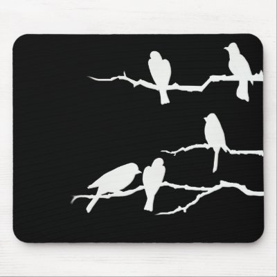 White Bird Silhouette Mousepad by Lotacats
