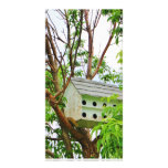 White birdhouse in a tree photo cards