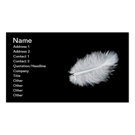 White bird's feather business card template (front side)