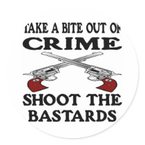 White Bite Out Crime Bastards stickers