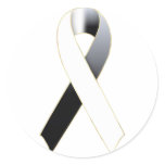 White & Black Awareness Ribbon Stickers