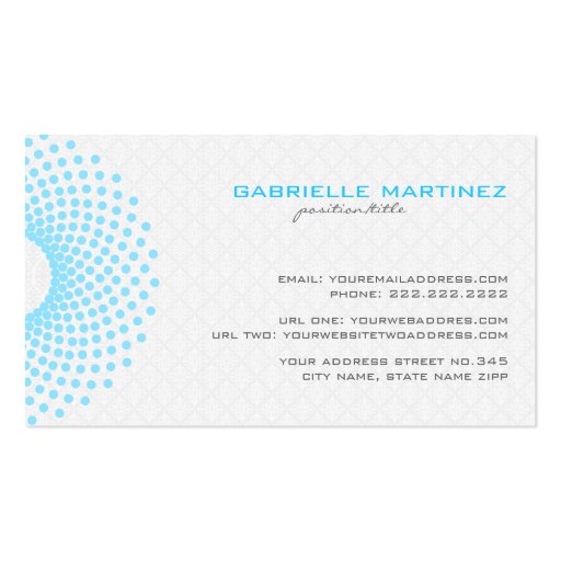 White Black & Blue Ornate Circle & Dots Mandala Business Card (back side)