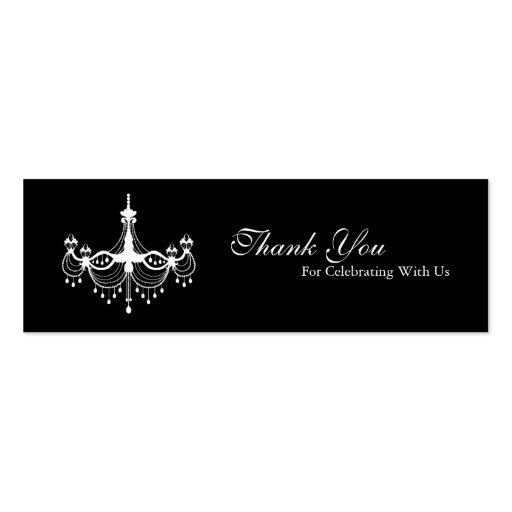 White & Black Chandelier Favour Tag Business Card Templates (front side)