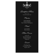 White & Black Chandelier Reception Menu Custom Rack Card