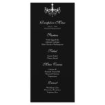 White &amp; Black Chandelier Reception Menu Custom Rack Card