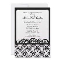 White & Black Damask Bridal Shower Invitation by celebrateitinvites White & Black Damask Bridal Shower Invitation