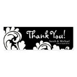White & black damask Wedding favor Gift tag 2 Business Cards