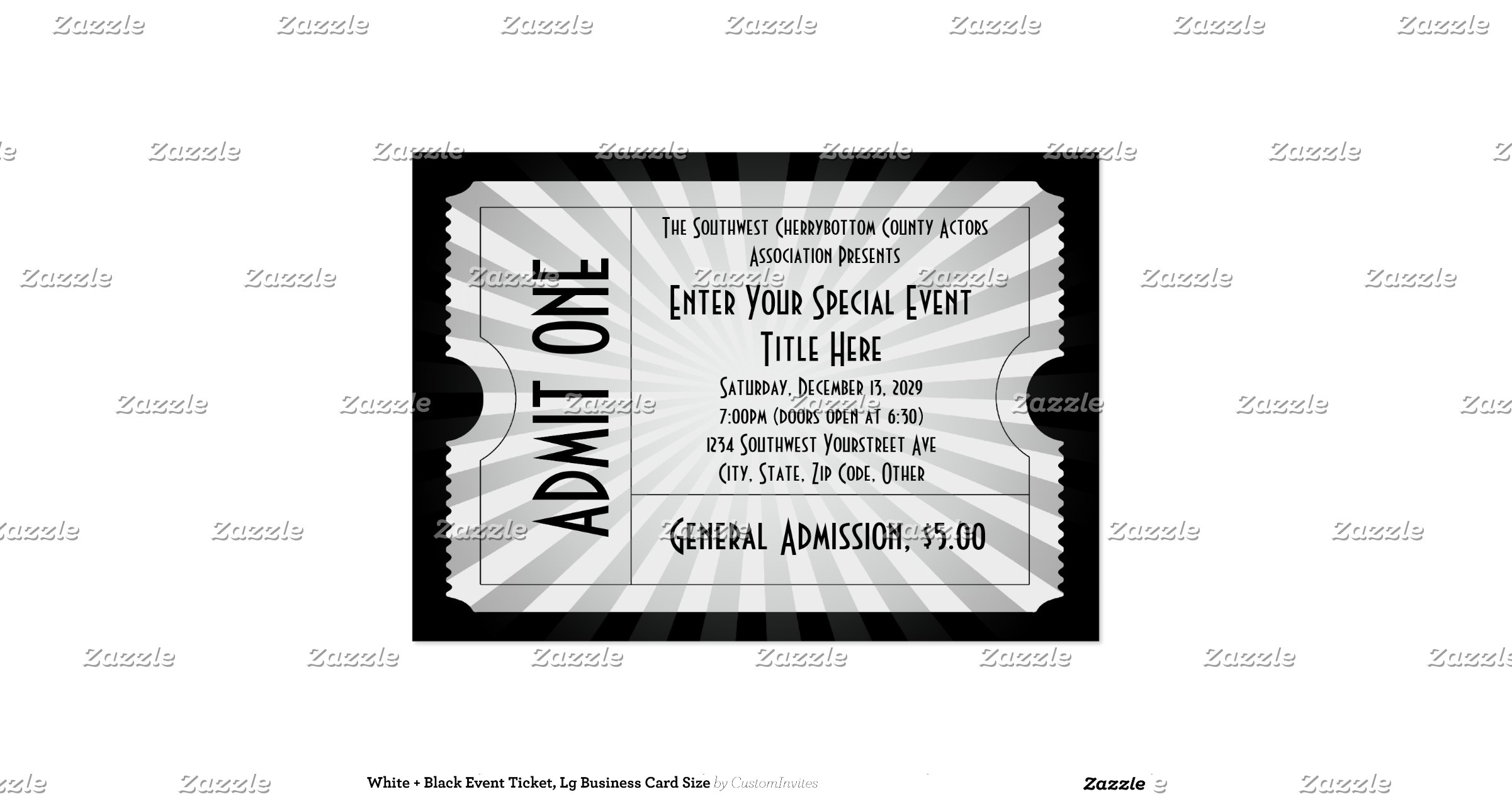 white black event ticket lg business card size event ticket size