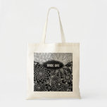 White & Black Floral Line Shading Pattern-Monogram bags