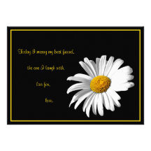 White Black Gold Daisy Wedding Invitation