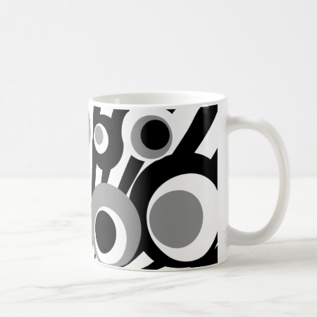 White black Gray Dots Black Burst Coffee Mug