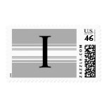 White Black Gray Wedding Postage Monogram I