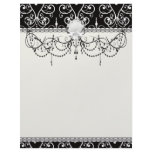 white black heart chandelier shabby damask pattern letterhead template