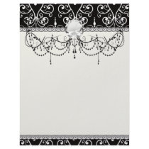 white black heart chandelier shabby damask pattern letterhead template