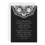 White &amp; Black Latin Pattern Quinceanera Invitation