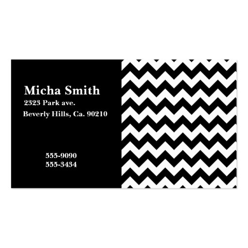 White & Black Modern Chevron Monogram Business Card Templates