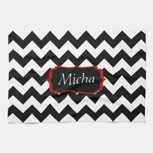 White & Black Modern Chevron Monogram Kitchen Towel Zazzle