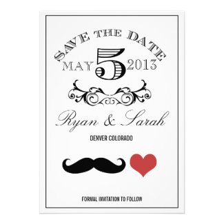 Mr and Mrs Save the Date Cards | Vintage Mustache