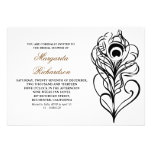 white & black peacock feather bridal shower invite invitations