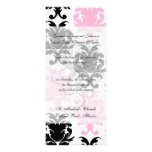 white black pink lovely bold damask invitation