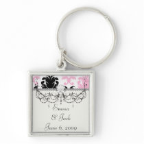 white black pink lovely bold damask key chain