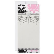 white black pink lovely bold damask rack card