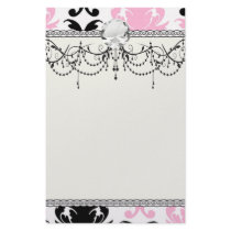 white black pink lovely bold damask stationery design