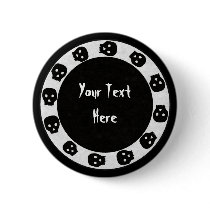White-Black Skull Button by Customizables White-Black Skull Button
