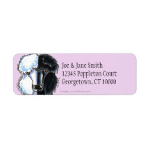 White & Black Standard Poodles Custom Return Address Label