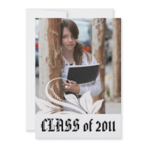 White & Black swirl graduation invitation