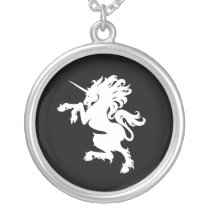White & Black Unicorn Horse Silver Chain Necklace