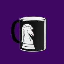 White & Black Wild Knights Chess Piece Mug mugs