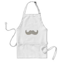 White Bling Mustache (Faux Glitter Graphic) Apron