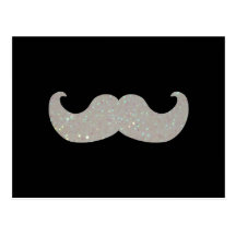 White Bling Mustache (Faux Glitter Graphic) Postcards