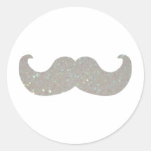 White Bling Mustache (Faux Glitter Graphic) Stickers