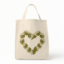 White Blosom Heart Tote Bag