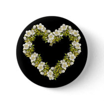 White Blosom Heart Button