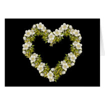 White Blosom Heart Greeting Cards