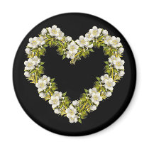 White Blosom Heart Refrigerator Magnet