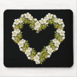 White Blosom Heart Mouse Pad