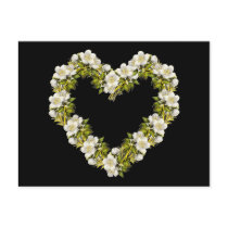 White Blosom Heart Postcard
