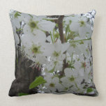 White Blossomed Spring Flowering Trees Pillow