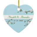 White Blossoms Heart Wedding Favor Ornament ornament