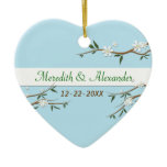 White Blossoms Heart Wedding Favor Ornament